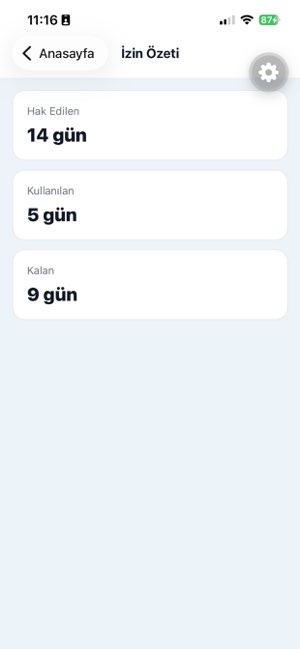 İzin özeti: hak edilen, kullanılan ve kalan gün